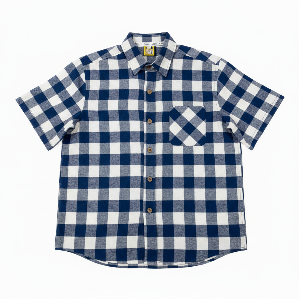 Camisa Cuadros Azul Blanco Gris