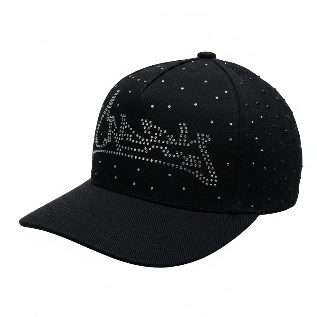 Gorra negra rhinestones sin fondo