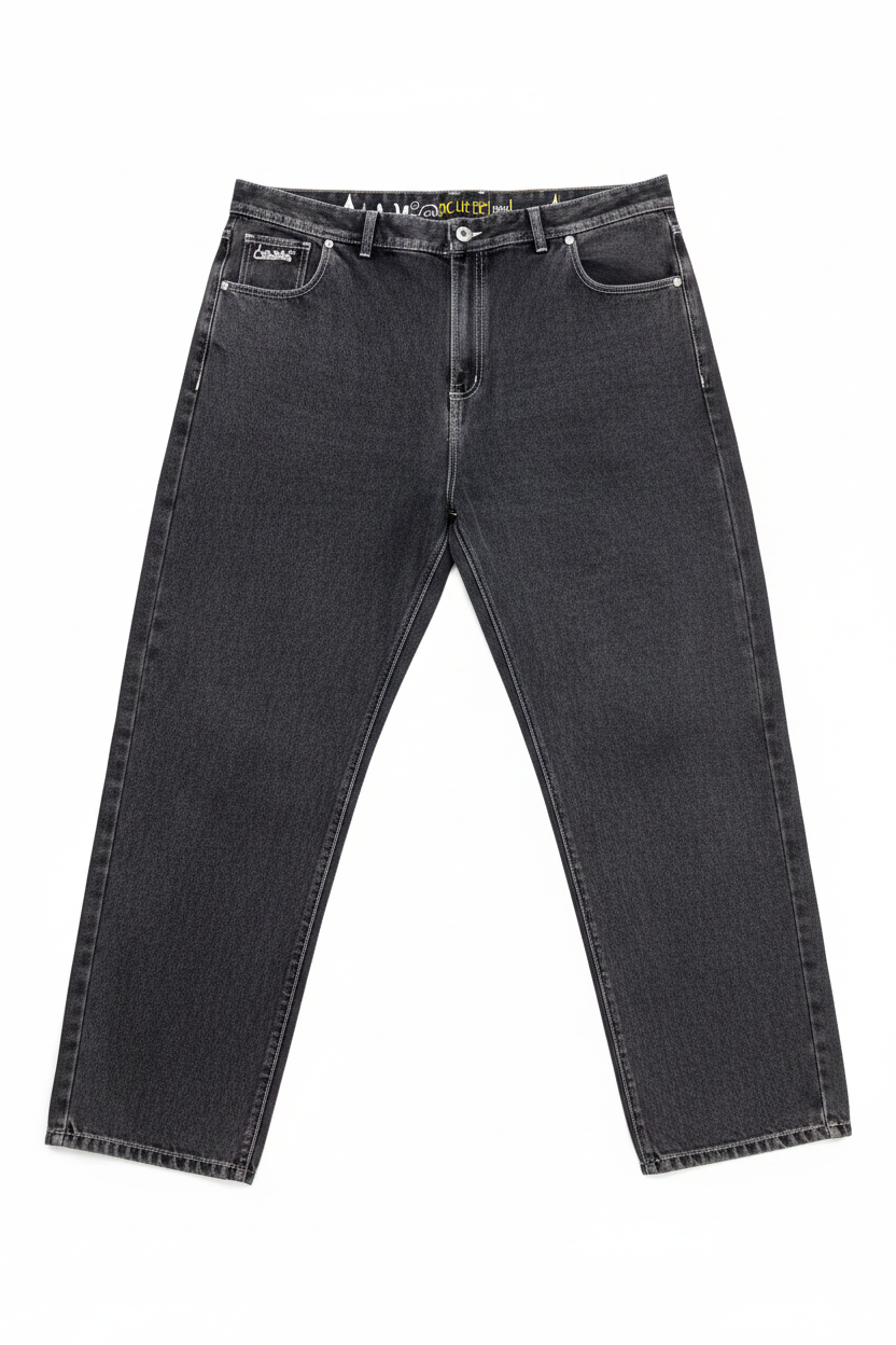 Jeans charcoal acid wash fondo blanco