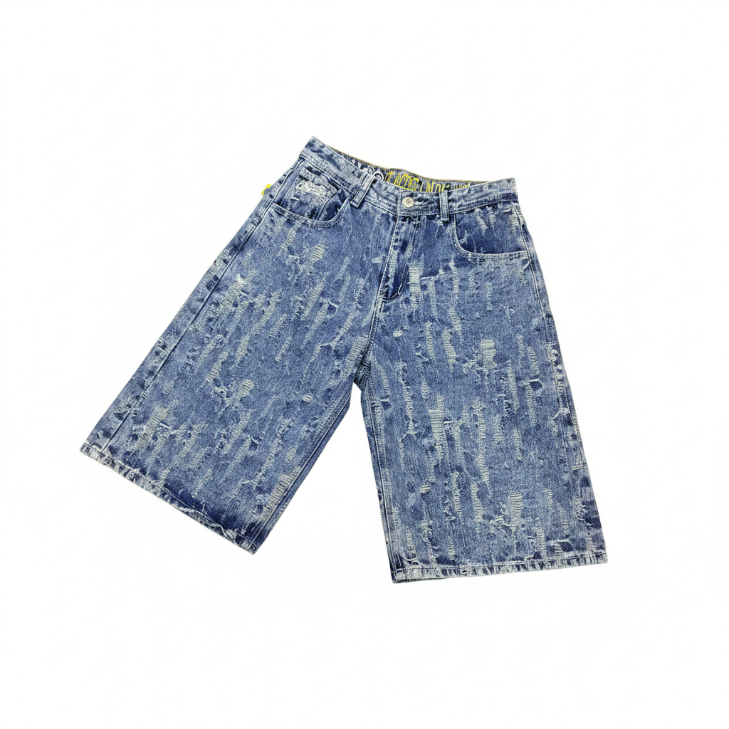 Short azul claro distressed fondo blanco