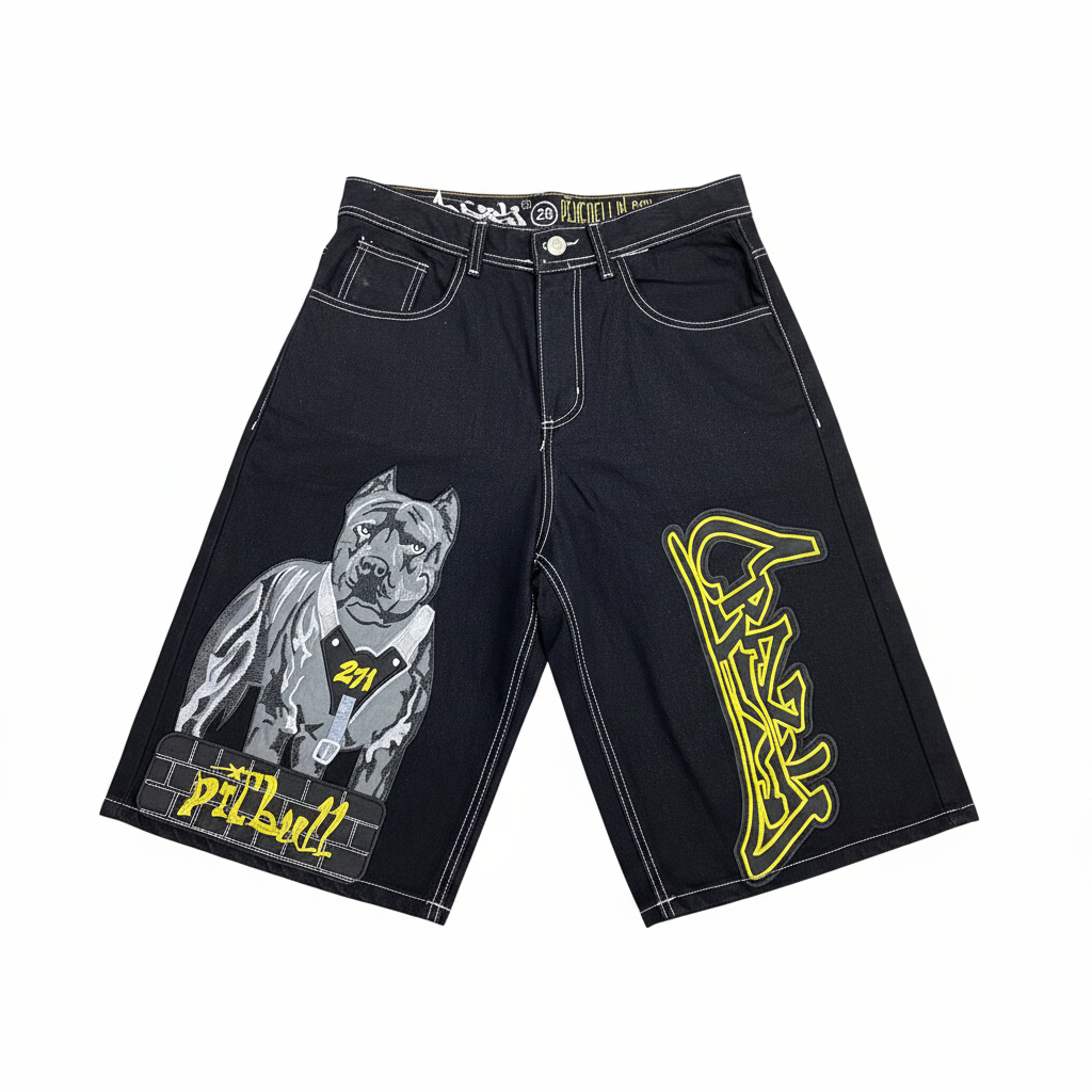 Short Pitbull negro fondo blanco