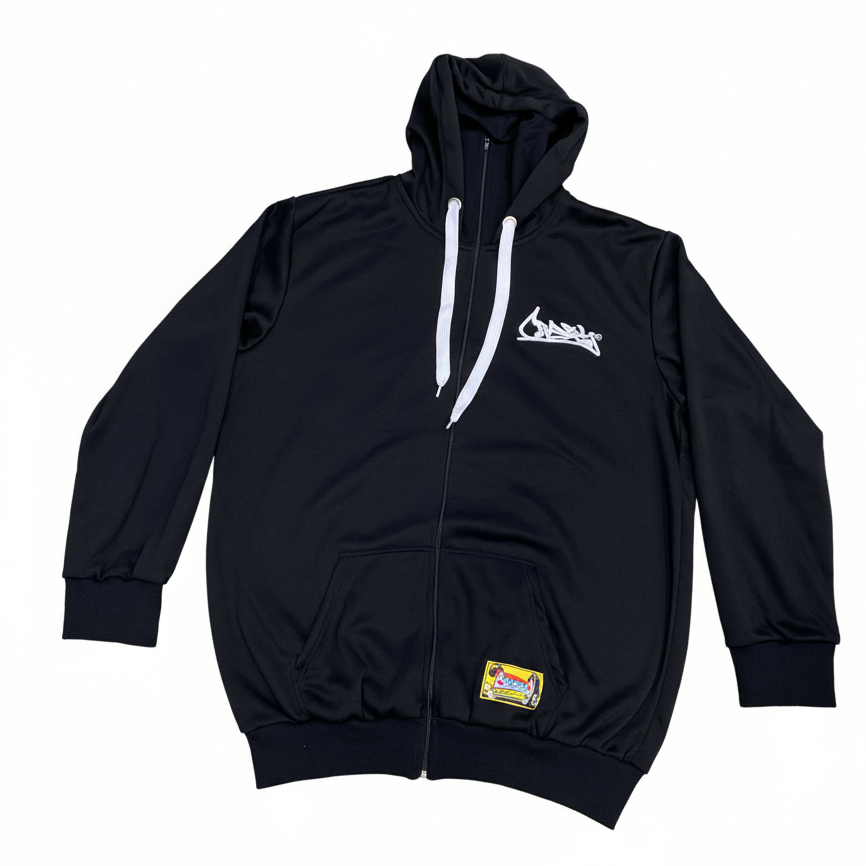 Sudadera CRAZY negra con fondo blanco