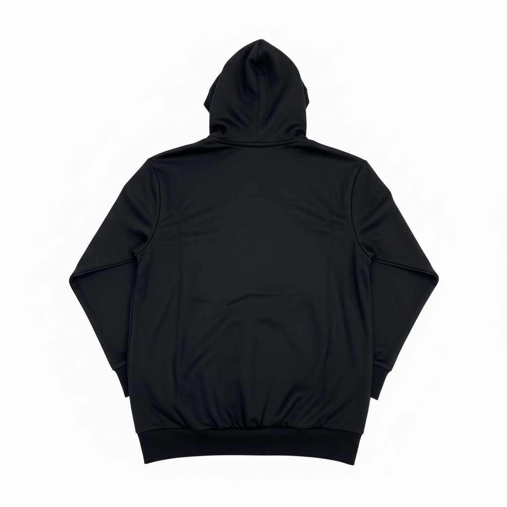 Sudadera CRAZY negra vista trasera derecha sobre fondo blanco